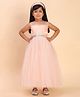 Toy Balloon Kids Net Woven Sleeveless Sequins Embellished Floral Applique Detailed Gown - Light Peach