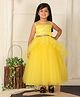 Toy Balloon Kids Net Woven Sleeveless Floral Applique Detailed & Sequins Embellished Layered Gown - Yellow