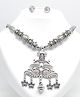 Milyra Navratri Diwali Festive Theme Oxodized Detailed Necklace - Silver