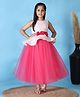 Toy Balloon Kids Net Woven Sleeveless Floral Applique Detailed Polka Dots Printed Gown - Magenta