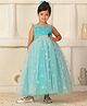 Toy Balloon Kids Net Woven Sleeveless Floral Foil Printed Sequins Embellished Gown - Rama Green