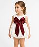 Foreverkidz Premium Satin Woven Sleeveless Bow Applique Detailed Balloon Dress - White
