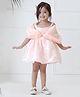 Foreverkidz Organza Woven Cold Shoulder Sleeves Bow Detailed Dress - Peach