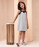 Foreverkidz Lycra Woven Sleeveless Bow Applique Detailed Dress - Grey