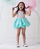 Foreverkidz Lycra Woven Sleevelesss Abstract Printed Balloon Dress - Sea Green