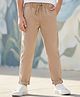 Pine Kids Cotton Elastane Woven Full Length Solid Trouser - Beige