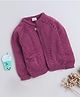 Little Angels Woollen Woven Full Sleeves Cable Knit Cardigan - Wine