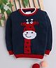Little Angels Woollen Woven Full Sleeves Giraffe Designed  Pullover - Navy Blue
