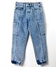 Pine Kids Denim Woven Full Length Washed Jeans With Pockets - Blue