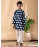 READIPRINT Cotton Woven Full Sleeves Cows Printed Straight Style Kurta Pyjama Set - Blue