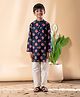 READIPRINT Cotton Woven Full Sleeves Floral Printed Straight Style Kurta Pyjama Set - Blue