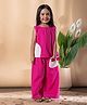 READIPRINT Cotton Blend Woven Sleeveless Schiffli Embroidered Top & Palazzo Set - Pink
