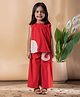 READIPRINT Cotton Blend Woven Sleeveless Schiffli Embroidered Top & Palazzo Set - Red