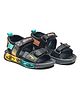 asian Colour Blocked & Teddy Bear Face Designed With Double Velcro Closure Sandals - Black & Tan