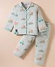 Enfance Core Full Sleeves  Cars Printed Coordinating Night Suit Set - Green