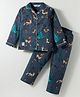 Enfance Core Full Sleeves  Animals Printed Coordinating Night Suit Set - Navy Blue