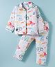 Enfance Core Full Sleeves  Construction Theme Printed Coordinating Night Suit Set - White