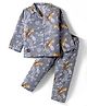 Enfance Core Full Sleeves Tiger Printed Night Suit Set - Grey