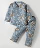 Enfance Core Full Sleeves Tigers Printed Coordinating Night Suit Set - Green