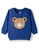 Doodle Poodle 100% Cotton Knit Light Weight Full Raglan Sleeves Sweatshirt With Teddy Bear Patch - Navy Blue