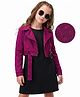 Hola Bonita Knit Solid Shimmer Party Dress & Full Sleeves Jacket - Dark Pink & Black