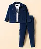 Robo Fry Cotton Woven Full Sleeves Jacket with Inner Tee & Trouser - Navy Blue & White
