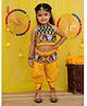 Bownbee Pure Cotton Woven Navratri Theme Sleeveless Peacock Embroidered Choli & Dhoti Costume Set - Green & Yellow