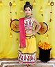 BownBee Pure Cotton Navratri Theme Sleeveless Kutch Embroidered & Tassel Embellished Chaniya Choli With Dupatta Set - Yellow