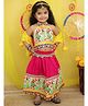 BownBee Pure Cotton Navratri Theme Sleeveless Kutch Embroidered & Mirror Work Embellished Chaniya Choli With Dupatta Set - Pink