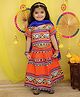 BownBee Pure Cotton Woven Navratri Theme Half Sleeves Kutchi Embroidered & Mirror Work Embroidered Chaniya Choli With Dupatta Set - Orange