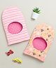 BUMZEE Cotton Knit Pack Of 2 Worker Bees Printed Monkey Caps - Peach & Pink - Circumference - 36 Cms