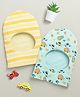 BUMZEE Cotton Knit Pack Of 2 Vehicles Printed Monkey Cap - Sky Blue & Yellow - Circumference - 36 Cms