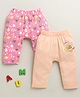 BUMZEE Cotton Knit Pack Of 2 Bees & Floral Printed Diaper Leggings - Peach & Pink