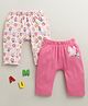 BUMZEE Cotton Knit Pack Of 2 Butterfly & Floral Printed Diaper Leggings - Pink & Peach
