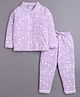BUMZEE Cotton Knit Full Sleeves Butterfly Printed Coordinating Night Suit Set - Lavender
