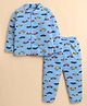 BUMZEE Cotton Knit Full Sleeves Cars Printed Coordinating Night Suit Set - Sky Blue