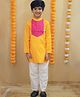 AJ Dezines Cotton Woven Navratri Theme Full Sleeves Bandhani Printed Kurta Pyjama Set - Yellow