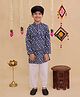 AJ Dezines Cotton Woven Navratri Theme Full Sleeves Abstract Printed Kurta Pyjama Set - Blue