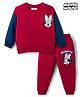 Babyhug Disney Terry Knit  Full Sleeves Sweatshirt and Track Pant Set with Minnie Mouse Graphic - Maroon