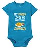 Zeezeezoo Family Theme 100% Cotton Knit Half Sleeves My Daddy Loves Me More Than Samosa Text Printed Onesie - Blue