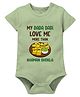 Zeezeezoo Family Theme 100% Cotton Knit Half Sleeves My Dada Dadi Love Me More Than Khaman Dhokla Text Printed Onesie - Olive