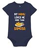 Zeezeezoo 100% Cotton Knit Family Theme Half Sleeves My Mamu Loves Me More Than Samosa Text Printed Onesie - Navy Blue
