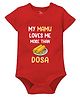 Zeezeezoo 100% Cotton Knit Family Theme Half Sleeves My Mamu Loves Me More Than Dosa Text Printed Onesie - Red