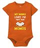 Zeezeezoo 100% Cotton Knit Family Theme Half Sleeves My Mamu Loves Me More Than Momos Text Printed Onesie - Orange