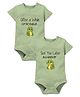 Zeezeezoo 100% Cotton Knit Pack Of 2 Twin Theme Half Sleeves After A While Crocodile & See You Later Alligator Text Printed Onesie - Olive Green