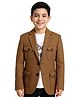 Charchit Cotton Blend Woven Full Sleeves Solid Blazer With Sports Text Printed Tee Set - Khaki