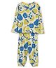 Cocoon Care Bamboo Cotton Knit Full Sleeves Printed Tee & Pajamas Coordinating Night Suit Set - Yellow
