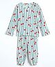 Cocoon Care Bamboo Cotton Knit Full Sleeves Printed Tee & Pajamas Coordinating Night Suit Set - Blue