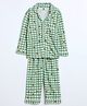 Cocoon Care Bamboo Knit Full Sleeves Gingham Checked & Fruits Printed Coordinating Night Suit Set - Green