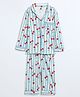 Cocoon Care Bamboo Knit Full Sleeves Striped & Fruits Printed Coordinating Night Suit Set - Blue